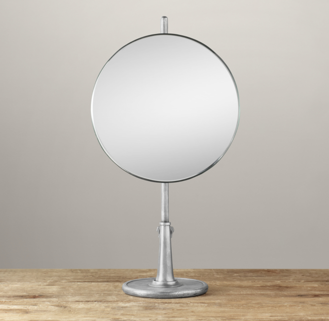 Telescoping Tabletop Mirror Dark Nickel Round
