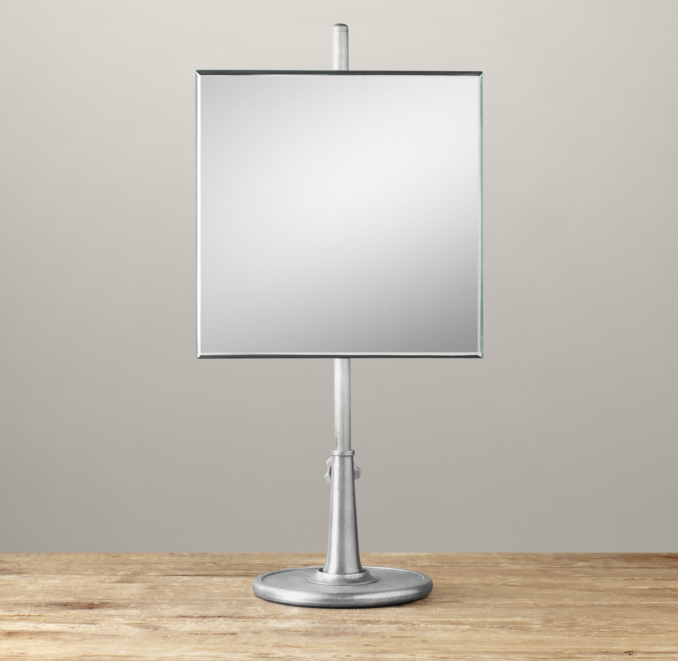 Telescoping Tabletop Mirror Dark Nickel Square