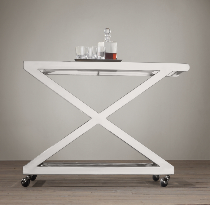 1950s Milo Bar Cart - Polished Nickel