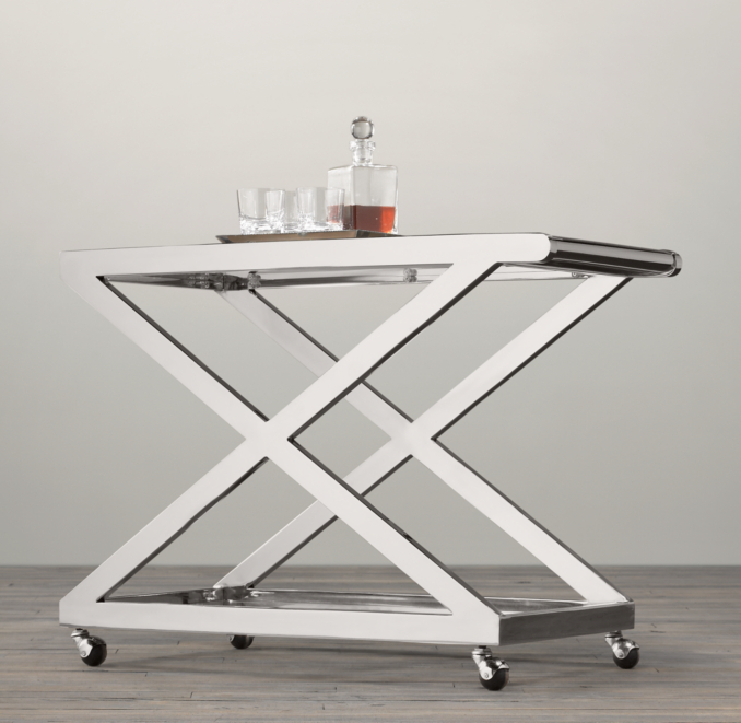 1950s Milo Bar Cart - Polished Nickel