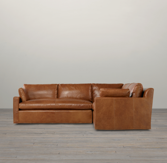 Belgian Track Arm Leather Corner Sectional