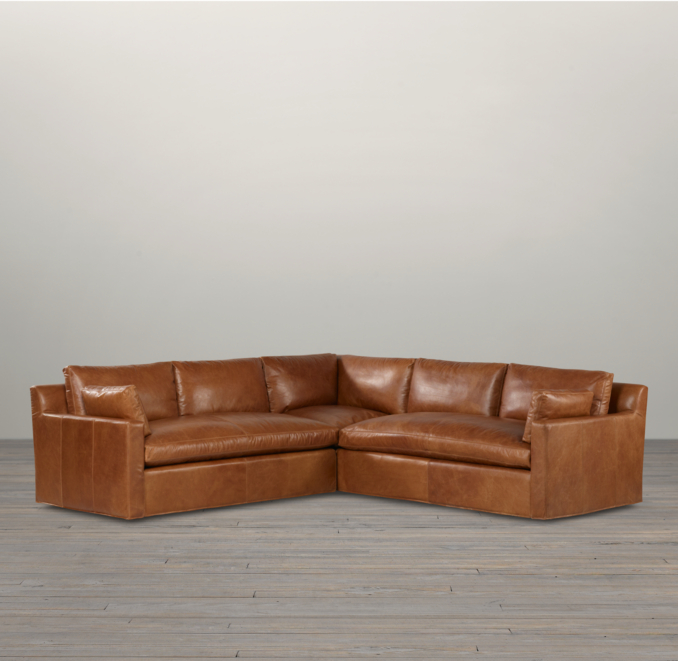 Belgian Track Arm Leather Corner Sectional