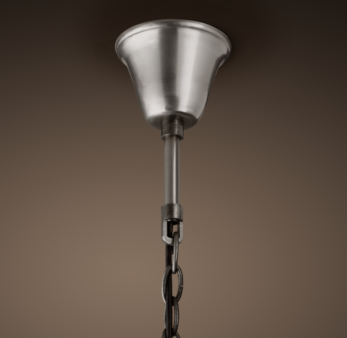 1920s Odeon Glass Fringe 3-Ring Chandelier Iron