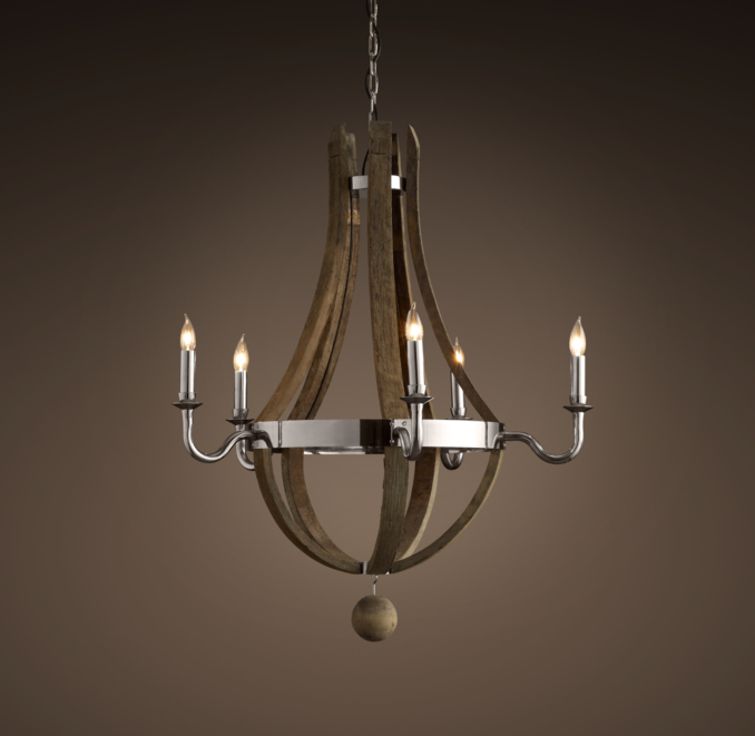 Wine Barrel 5-Arm Chandelier Polished Nickel