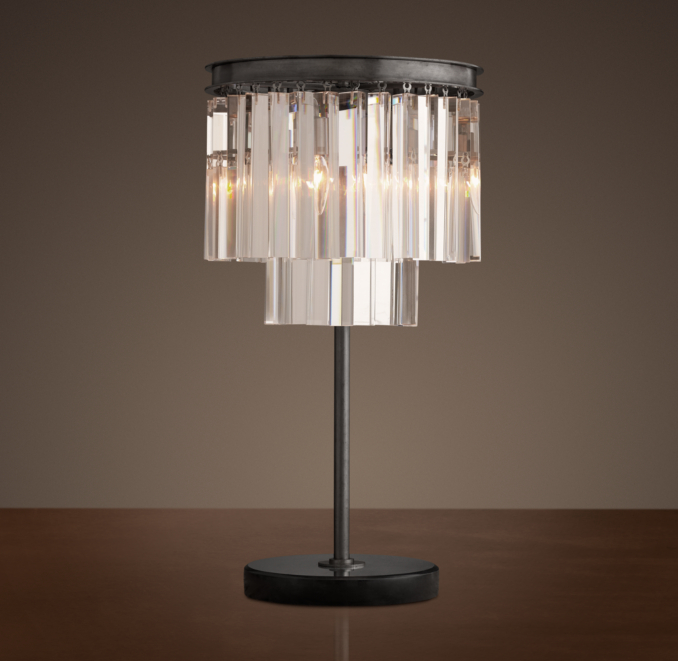 1920s Odeon Glass Fringe Table Lamp