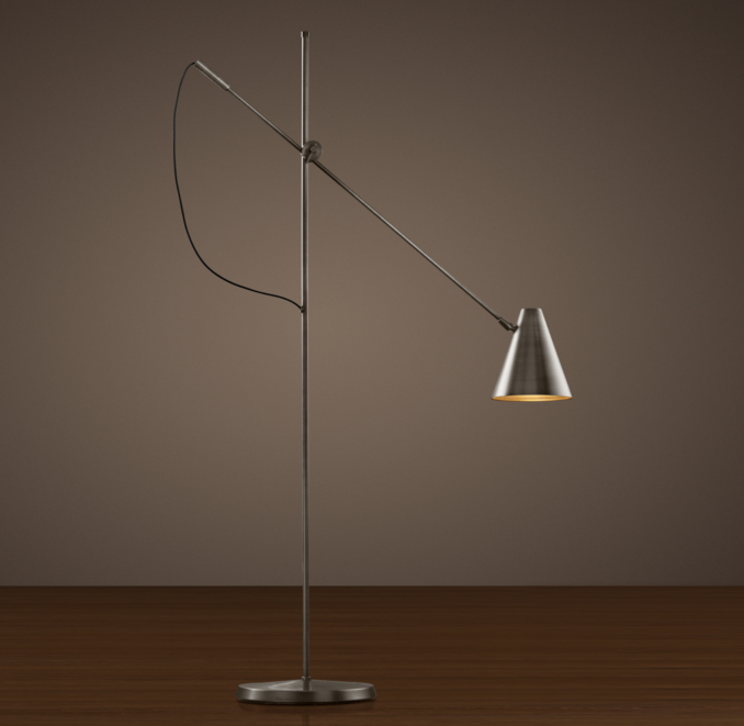 20th C. Torpedo Task Floor Lamp Aged Steel
