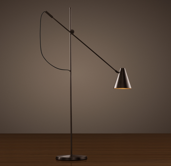 20th C. Torpedo Task Floor Lamp Bronze