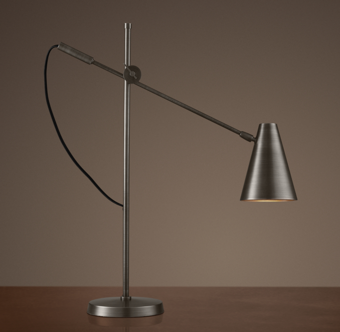 20th C. Torpedo Task Table Lamp Aged Steel
