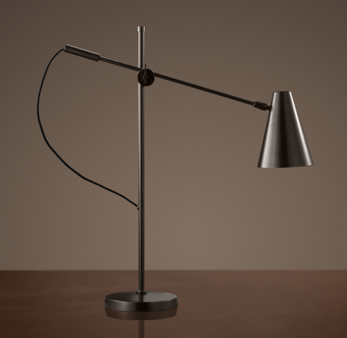 20th C. Torpedo Task Table Lamp Bronze