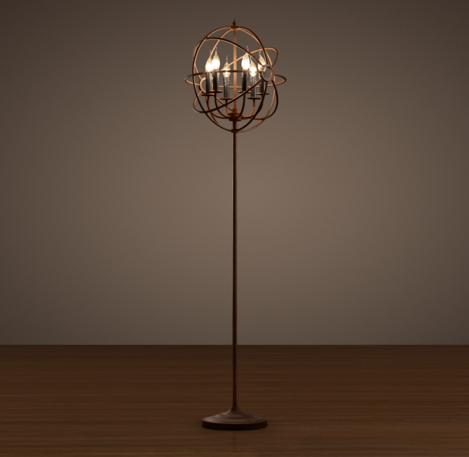 Foucault's Iron Orb Floor Lamp Rustic Iron
