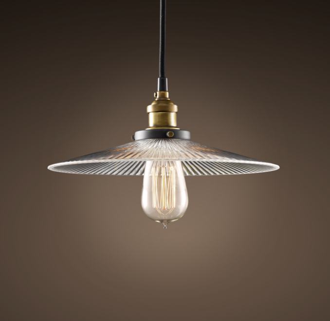 Ribbed Glass Filament 11" Pendant Aged Steel