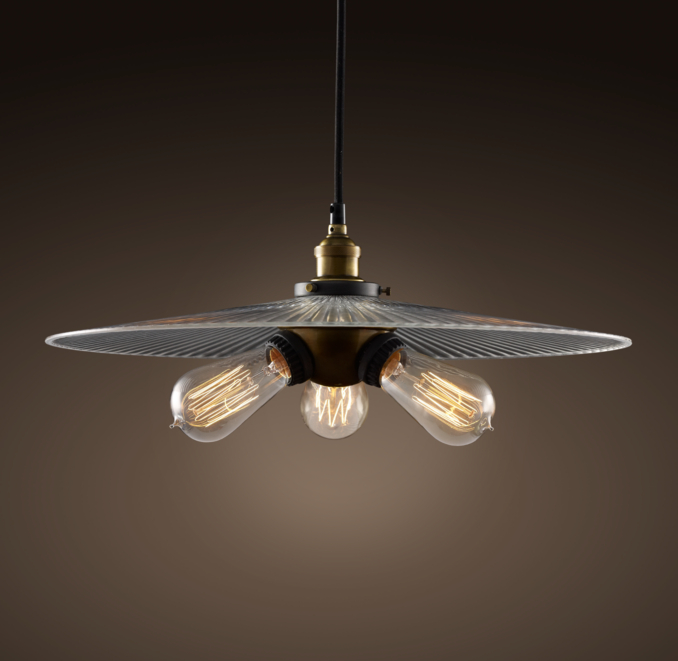 Ribbed Glass Filament 18" Pendant Aged Steel