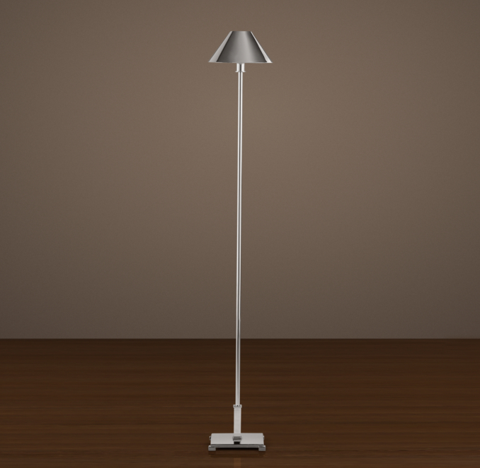 Petite Candlestick Floor Lamp Polished Nickel with Metal Shade