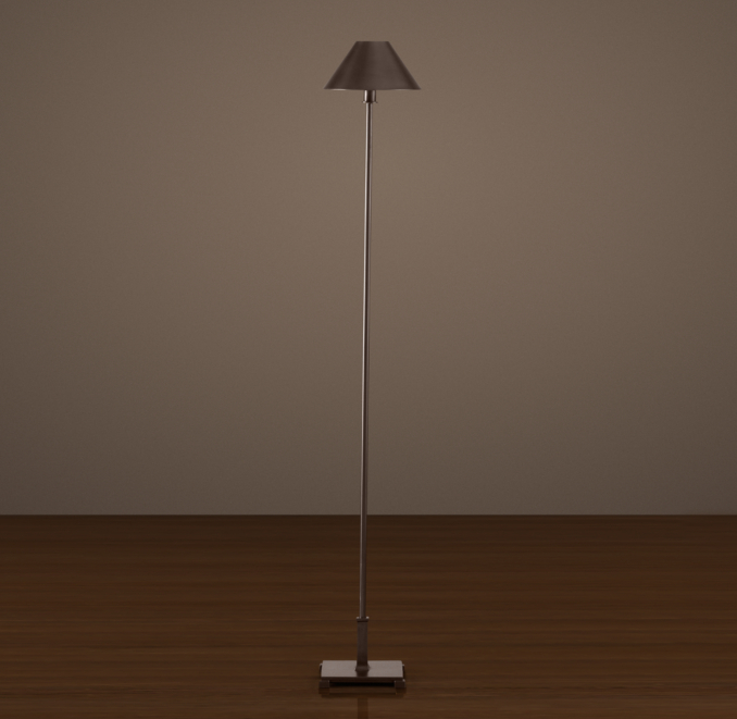 Petite Candlestick Floor Lamp Bronze with Metal Shade