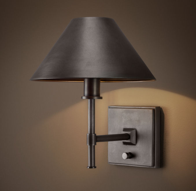Petite Candlestick Sconce with Metal Shade Bronze