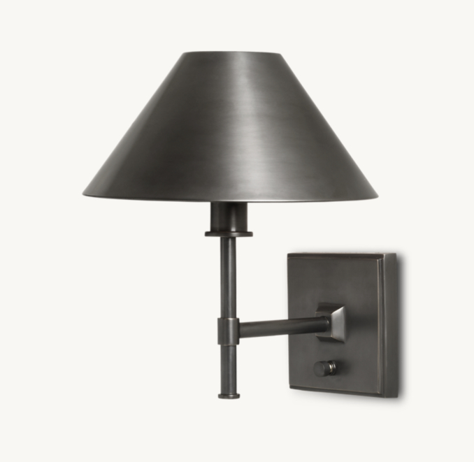 Petite Candlestick Sconce with Metal Shade Bronze