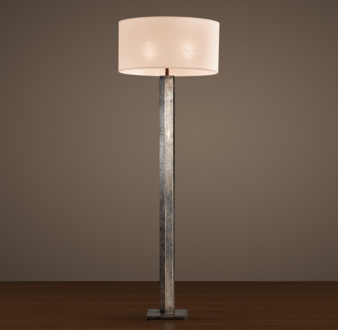 Hexagonal Column Floor Lamp Antique Silver
