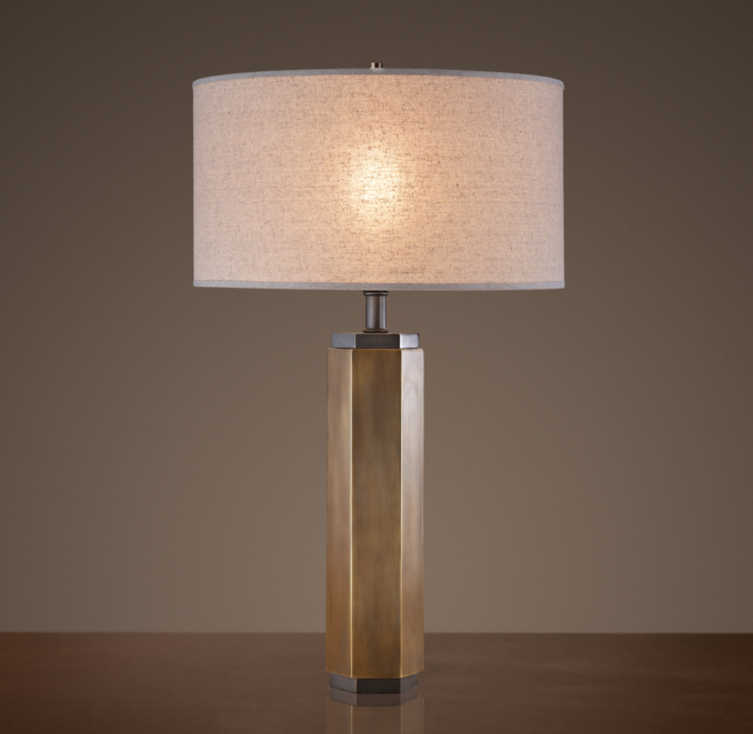 Hexagonal Column Table Lamp Vintage Brass