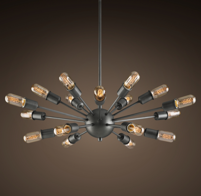 Sputnik Elliptical Filament Chandelier Aged Steel