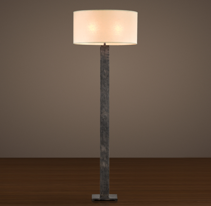 Square Column Floor Lamp Antique Silver