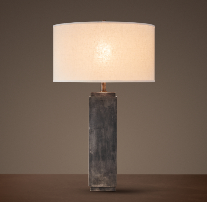 Square Column Table Lamp Antique Silver