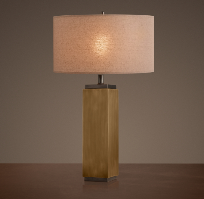 Square Column Table Lamp Vintage Brass
