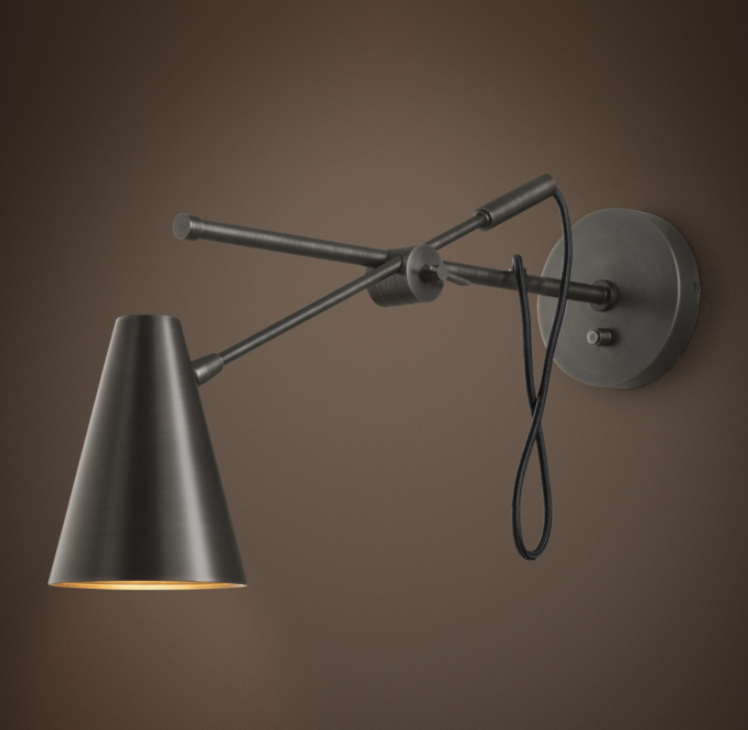 20th C. Torpedo Sconce Aged Steel