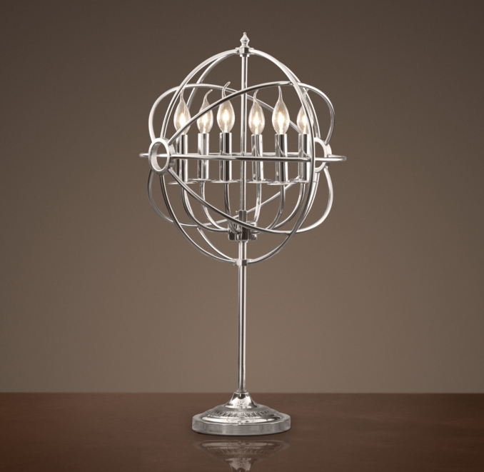 Foucault's Iron Orb Table Lamp Polished Nickel