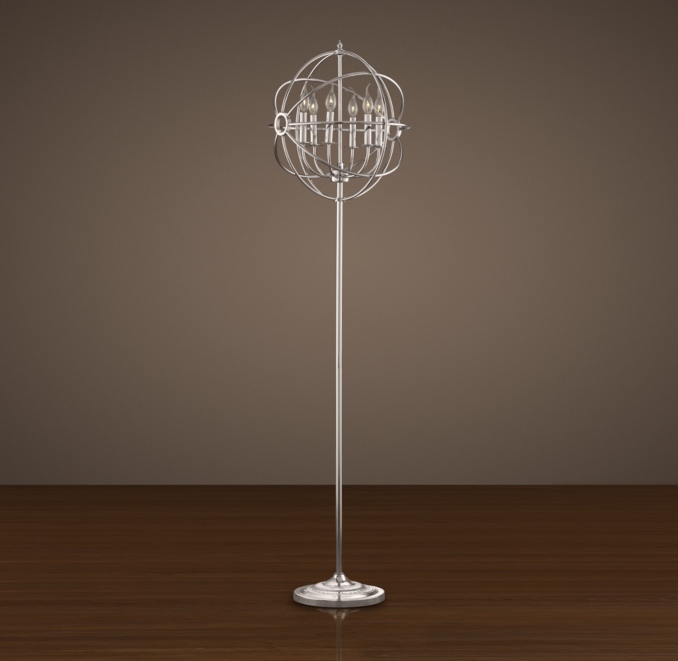 Foucault's Iron Orb Floor Lamp Polished Nickel