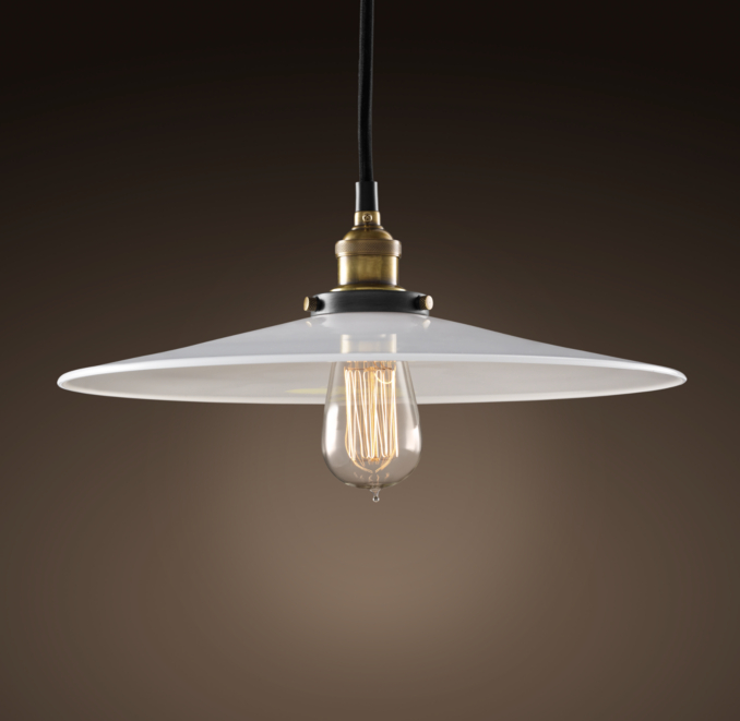 Milk Glass Filament 14" Pendant Aged Steel