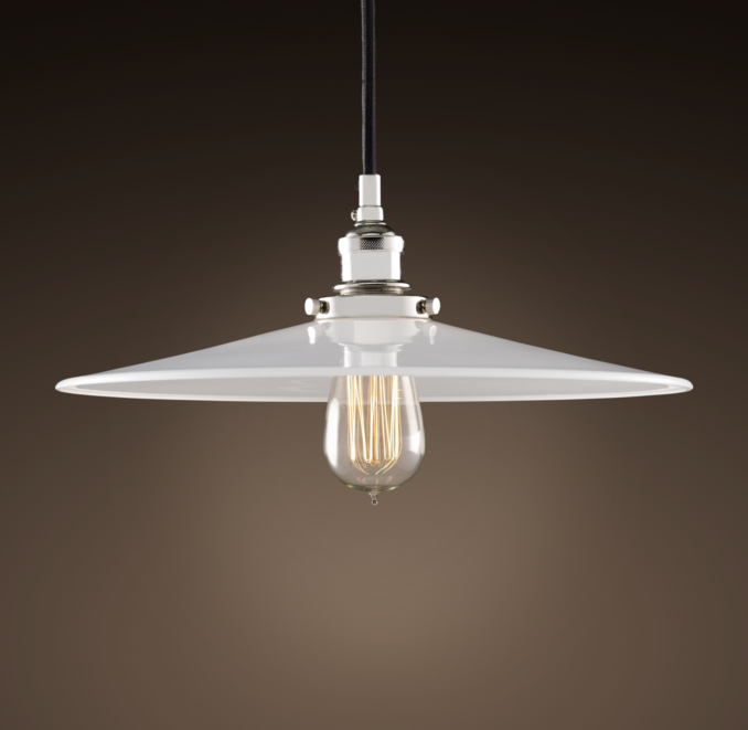 Milk Glass Filament 14" Pendant Polished Nickel