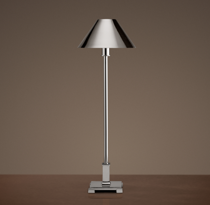Petite Candlestick Table Lamp Polished Nickel with Metal Shade