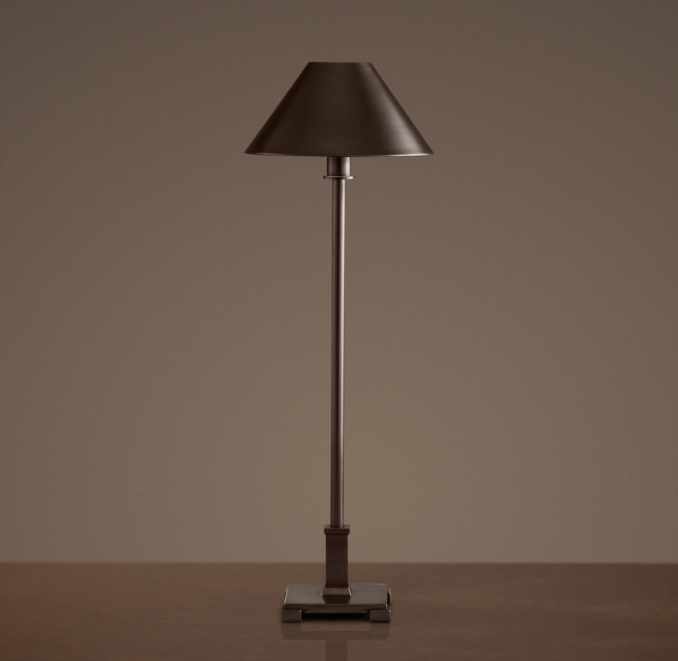 Petite Candlestick Table Lamp Bronze with Metal Shade