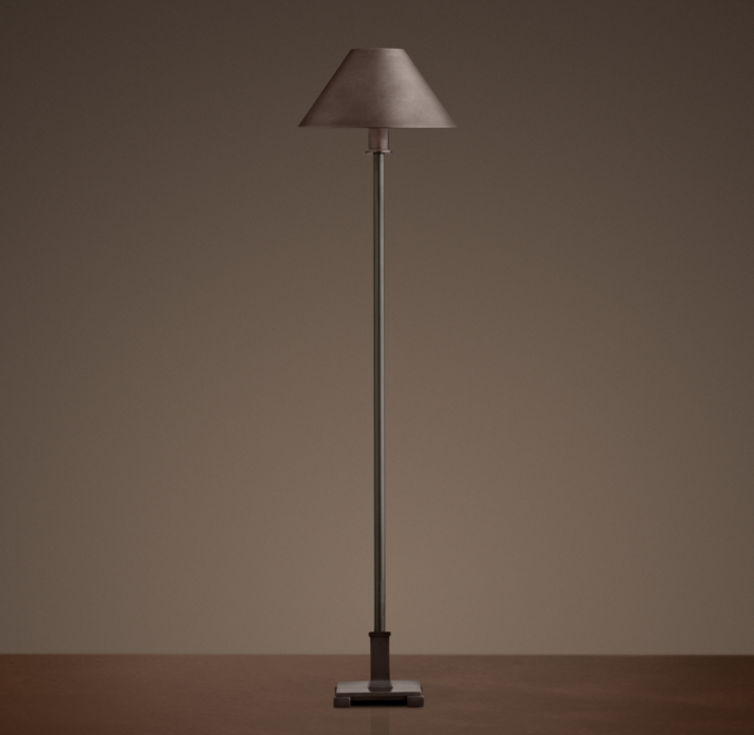 Petite Candlestick Buffet Lamp Bronze with Metal Shade