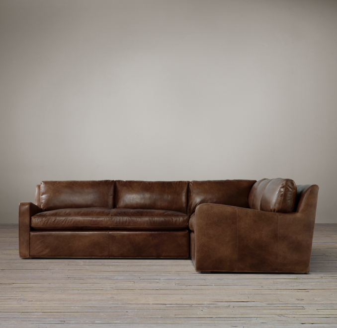 Belgian Slope Arm Leather Corner Sectional