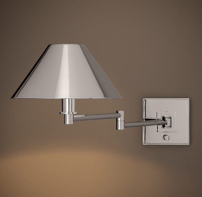 Petite Candlestick Swing-Arm Sconce with Metal Shade