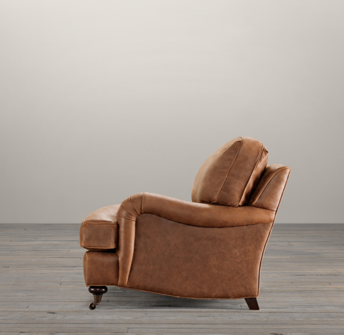 5' English Roll Arm Leather Sofa