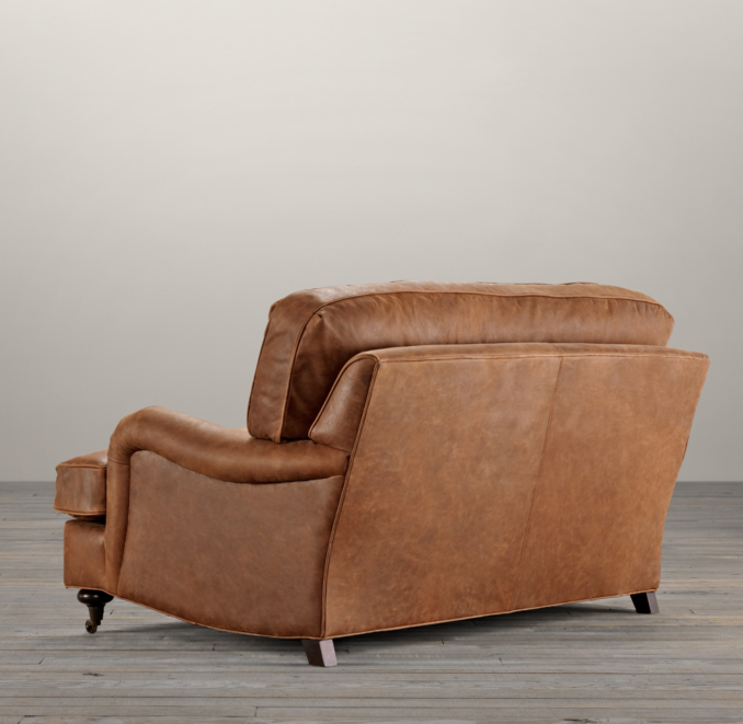 5' English Roll Arm Leather Sofa