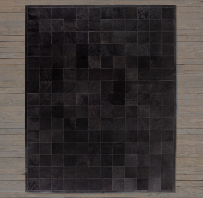 Argentine Cowhide Tile Rug Swatch - Black