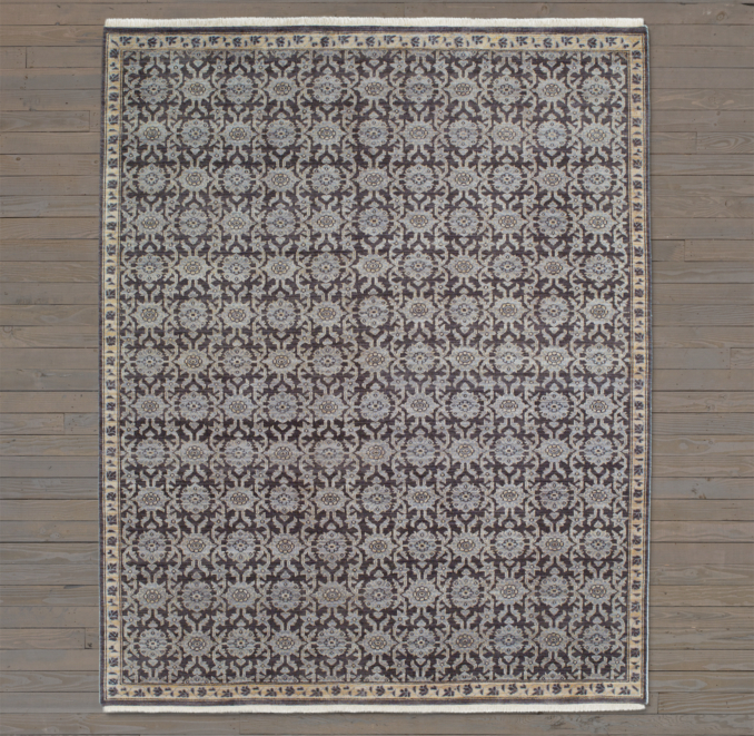 Moderne Floral Rug Swatch - Blue
