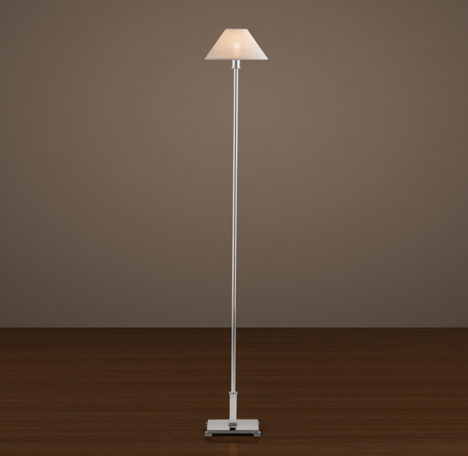 Petite Candlestick Floor Lamp Polished Nickel with Linen Shade