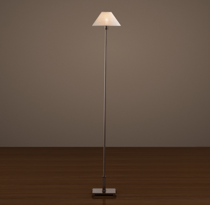 Petite Candlestick Floor Lamp Bronze with Linen Shade