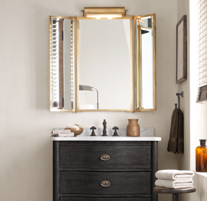 Tri-fold Lit Wall Mirror