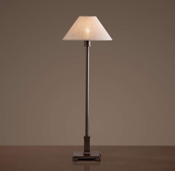 Petite Candlestick Table Lamp Bronze with Linen Shade