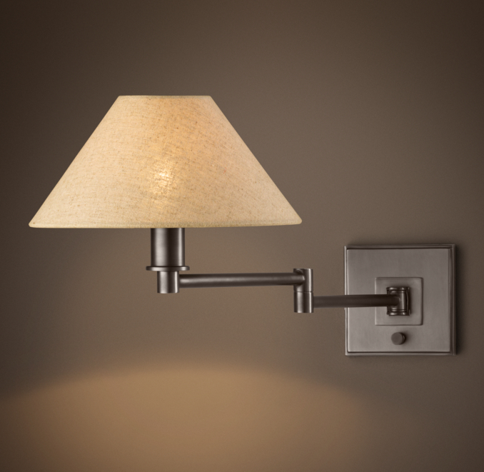 Petite Candlestick Swing-Arm Sconce with Linen Shade
