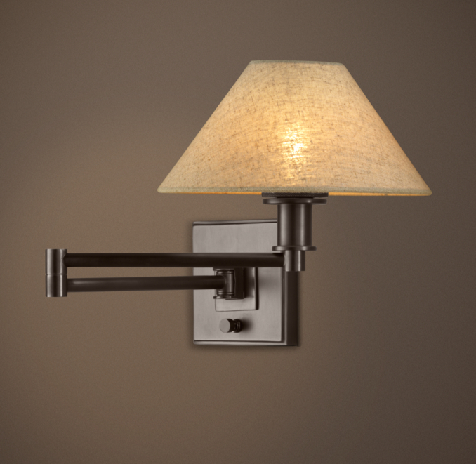 Petite Candlestick Swing-Arm Sconce with Linen Shade