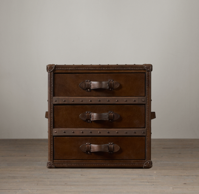 Mayfair Steamer Cube with Drawers Vintage Cigar Leather