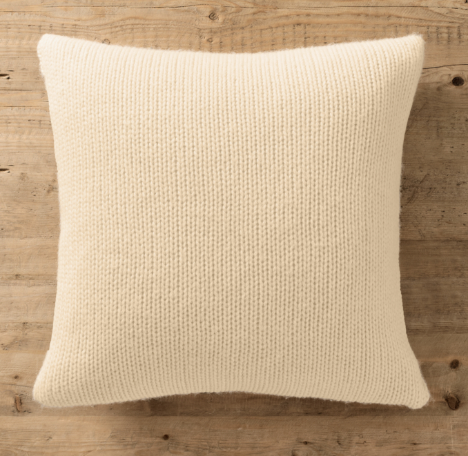 Italian Wool & Alpaca Ribbed Knit Pillow Cover Ivory