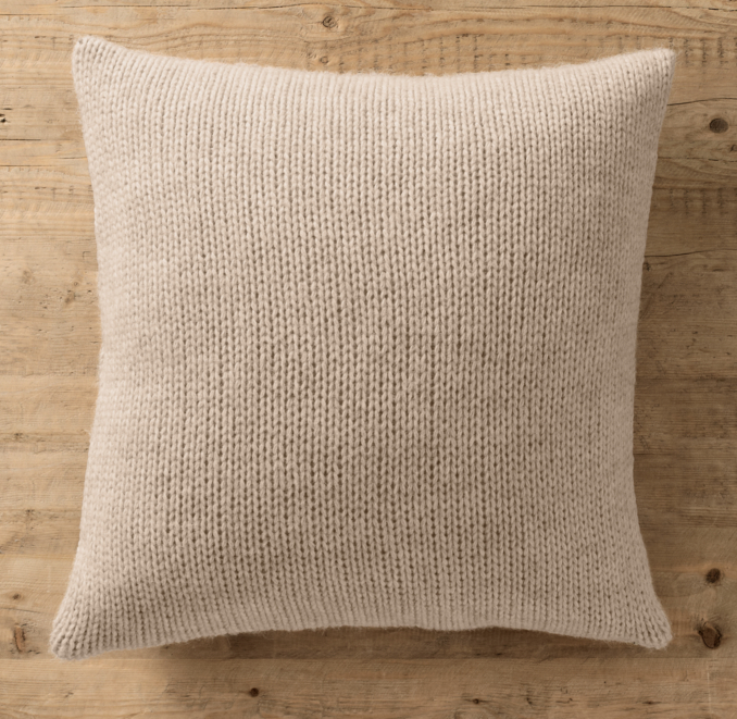 Italian Wool & Alpaca Ribbed Knit Pillow Cover  - Oatmeal