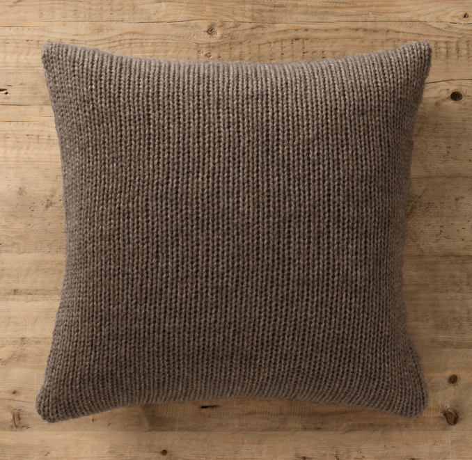 Italian Wool & Alpaca Ribbed Knit Pillow Cover Mocha
